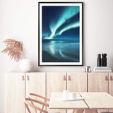 Aurora Reflections | Northern Lights-The Paper Tree-alaska,america,aurora,beach,blue,clear water,evironment,green,lights,nature,night,night sky,northern lights,ocean,polar,polar lights,portrait,premium art print,reflective,relection,scenery,sky,teal,wall art,Wall_Art,Wall_Art_Prints,water