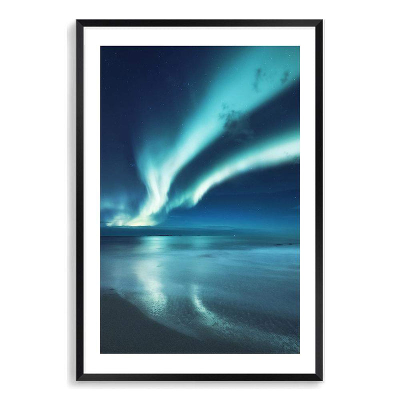 Aurora Reflections | Northern Lights-The Paper Tree-alaska,america,aurora,beach,blue,clear water,evironment,green,lights,nature,night,night sky,northern lights,ocean,polar,polar lights,portrait,premium art print,reflective,relection,scenery,sky,teal,wall art,Wall_Art,Wall_Art_Prints,water