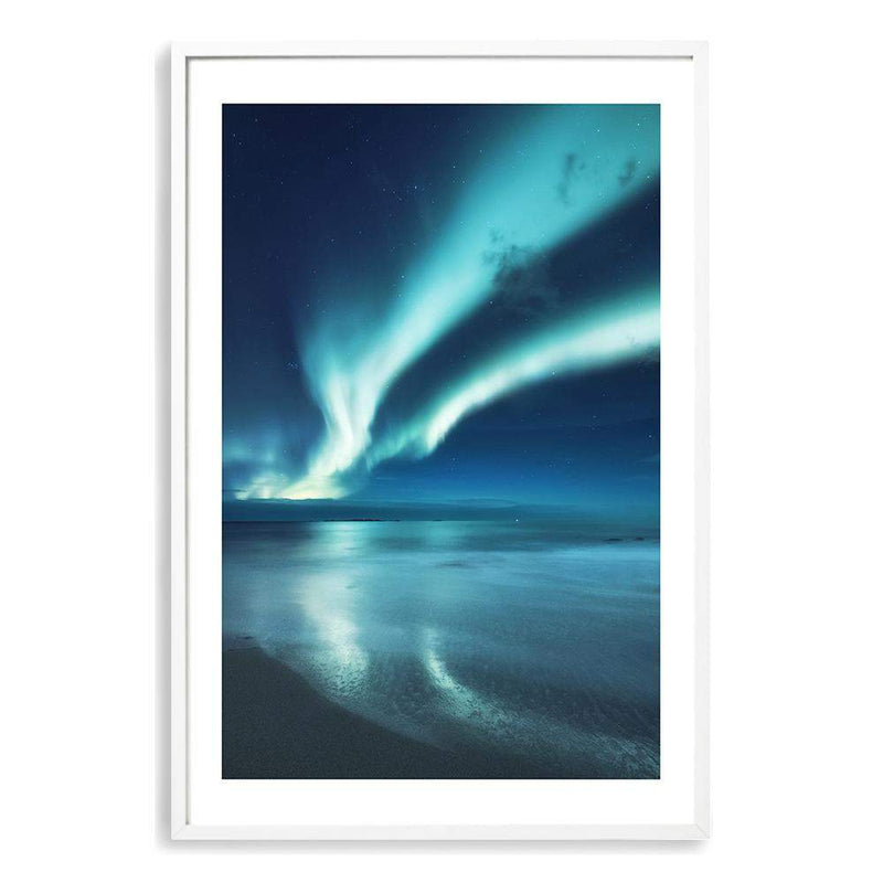 Aurora Reflections | Northern Lights-The Paper Tree-alaska,america,aurora,beach,blue,clear water,evironment,green,lights,nature,night,night sky,northern lights,ocean,polar,polar lights,portrait,premium art print,reflective,relection,scenery,sky,teal,wall art,Wall_Art,Wall_Art_Prints,water