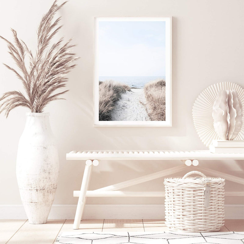 Path to Beach-The Paper Tree-Art_Prints,Artwork,BEACH,beach entrance,beach grass,beach path,beach scene,boho,coastal,COASTAL ART,Designer,golden grass,grass,hamptons,neutral,path to beach,premium art print,surfers,tall grass,wall art,Wall_Art,Wall_Art_Prints