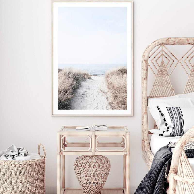 Path to Beach-The Paper Tree-Art_Prints,Artwork,BEACH,beach entrance,beach grass,beach path,beach scene,boho,coastal,COASTAL ART,Designer,golden grass,grass,hamptons,neutral,path to beach,premium art print,surfers,tall grass,wall art,Wall_Art,Wall_Art_Prints