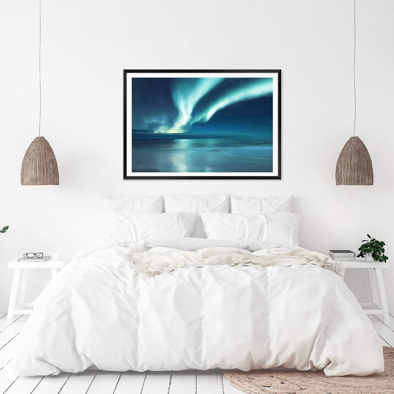 Aurora Lights | Northern Lights-The Paper Tree-alaska,america,aurora,beach,blue,clear water,evironment,green,landscape,lights,nature,night,night sky,northern lights,ocean,polar,polar lights,premium art print,reflective,relection,scenery,sky,teal,wall art,Wall_Art,Wall_Art_Prints,water