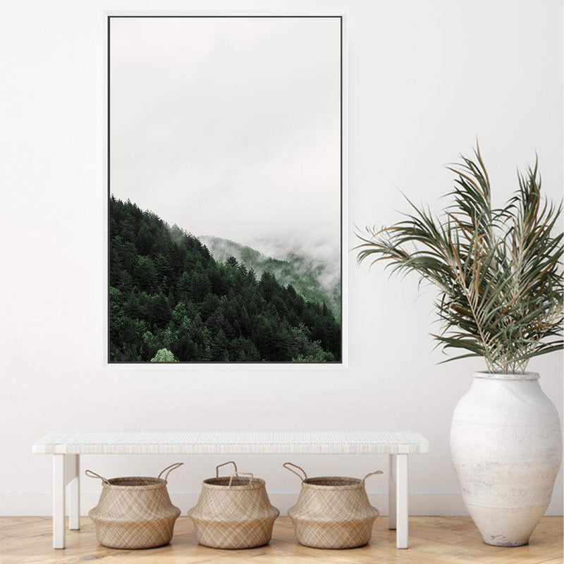 Mountain Pine trees-The Paper Tree-america,australia,botanical,clouds,enchanting,forest,green,mist,misty,misty trees,mountain,mountains,nature,pine forest,pine trees,portrait,premium art print,tree,trees,wall art,Wall_Art,Wall_Art_Prints