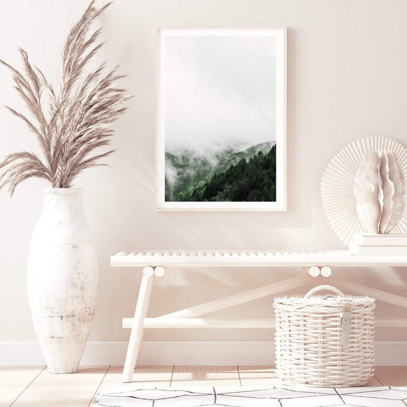 Mountain Pine Forest-The Paper Tree-america,australia,botanical,clouds,enchanting,forest,green,mist,misty,misty trees,mountain,mountains,nature,pine forest,pine trees,portrait,premium art print,tree,trees,wall art,Wall_Art,Wall_Art_Prints