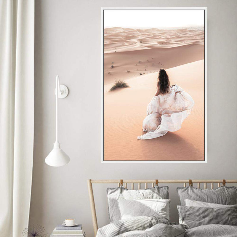 Desert Beauty-The Paper Tree-boho,desert,dress,female,moroccan,morocco,nature,orange,portrait,premium art print,sand,sand dunes,TAN,wall art,Wall_Art,Wall_Art_Prints,woman