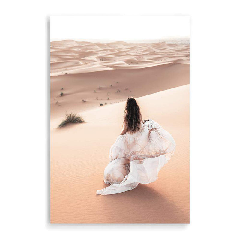 Desert Beauty-The Paper Tree-boho,desert,dress,female,moroccan,morocco,nature,orange,portrait,premium art print,sand,sand dunes,TAN,wall art,Wall_Art,Wall_Art_Prints,woman