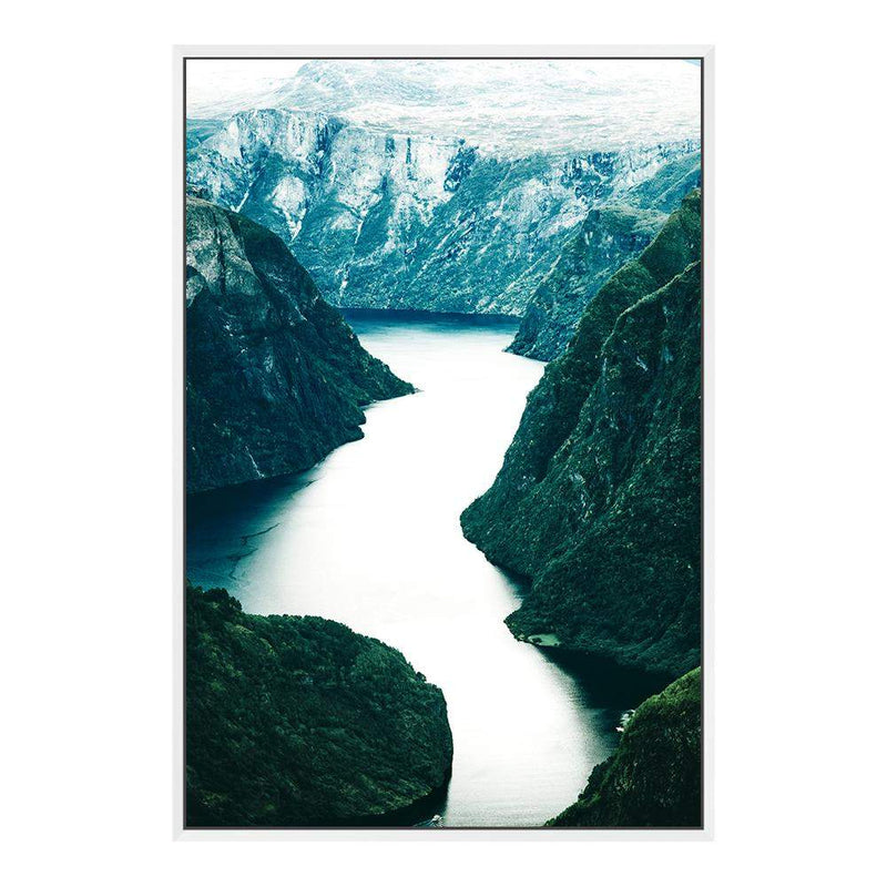 Scandi Mountain River-The Paper Tree-BLUE,evironment,green,lake,mountain,MOUNTAIN RIVER,nature,portrait,premium art print,reflective,RIVER,SCANDI,scenery,STREAM,teal,travel,wall art,Wall_Art,Wall_Art_Prints,water