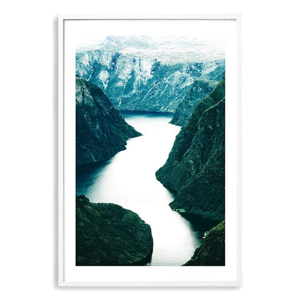 Scandi Mountain River-The Paper Tree-BLUE,evironment,green,lake,mountain,MOUNTAIN RIVER,nature,portrait,premium art print,reflective,RIVER,SCANDI,scenery,STREAM,teal,travel,wall art,Wall_Art,Wall_Art_Prints,water