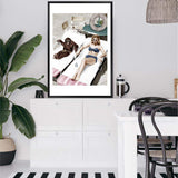 Vintage Sunbathers-The Paper Tree-america,Artwork,blue,boho,chimp,chimpanzee,fashion,feature art,feature female,female,green,hamptons,miami,monkey,palm springs,pink,portrait,premium art print,retro,retro wall art,sunbake,sunbaker,sunbathing,Vintage,Vintage Artwork,wall art,Wall_Art,Wall_Art_Prints,woman