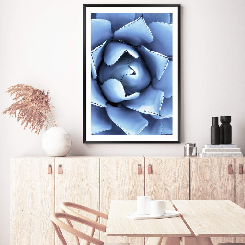 Winter Blue Succulent-The Paper Tree-blue,botanical,cacti,cactus,colourful,portrait,powder blue,premium art print,spider,succulent,vibrant,wall art,Wall_Art,Wall_Art_Prints,web,winter,winter blue