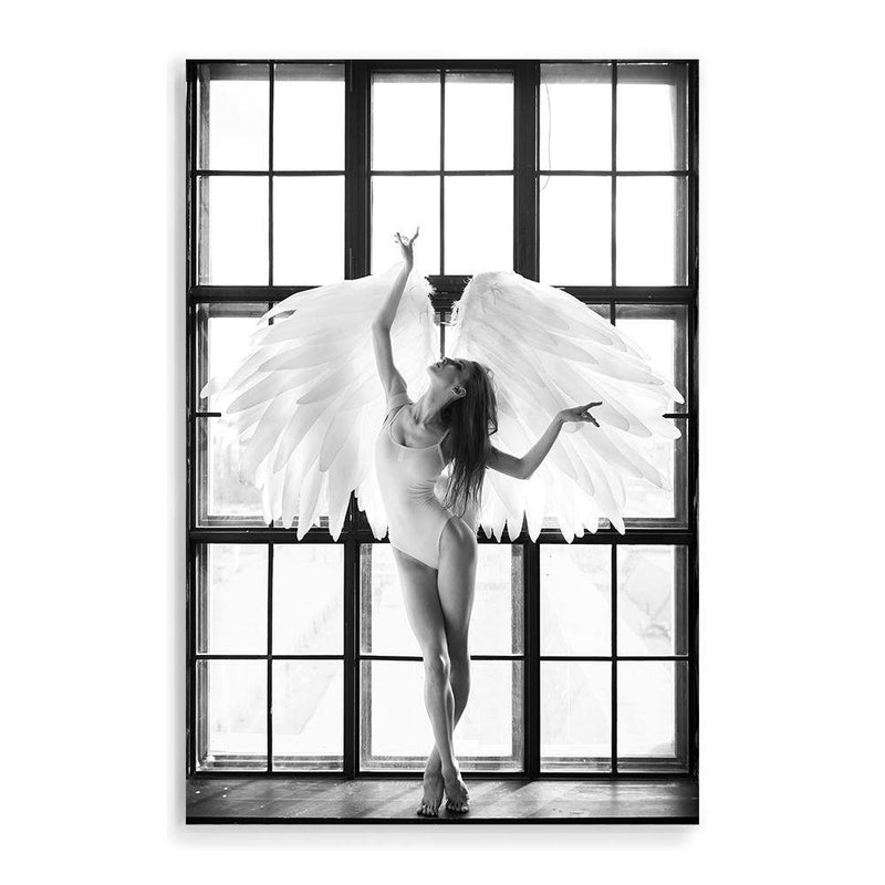 Angel Wings-The Paper Tree-angel,angel wings,ballerina,black & white,boho,dancer,FASHION,feature female,hamptons,monochrome,portrait,premium art print,wall art,Wall_Art,Wall_Art_Prints,white,wings,woman