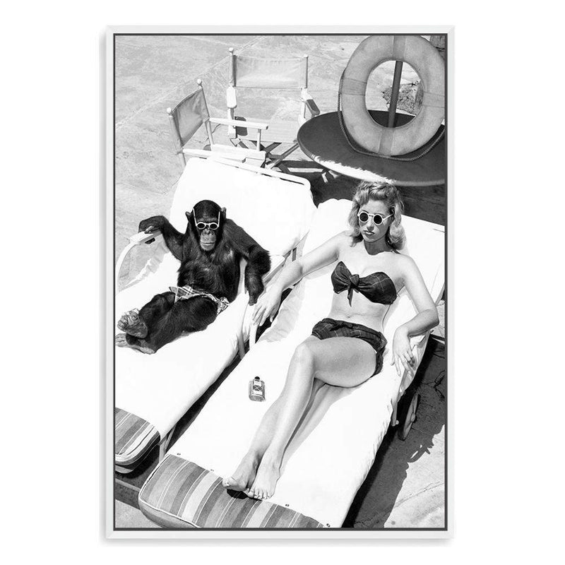 Vintage Sunbathers II-The Paper Tree-Artwork,black & white,BLACK AND WHITE,boho,chimpanzee,fashion,feature female,female,feminine,hamptons,monochrome,palm springs,portrait,premium art print,retro,retro wall art,sunbake,sunbaker,sunbathing,Vintage,Vintage Artwork,vintage wall art,wall art,Wall_Art,Wall_Art_Prints,woman