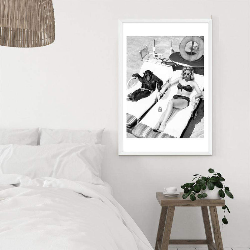 Vintage Sunbathers II-The Paper Tree-Artwork,black & white,BLACK AND WHITE,boho,chimpanzee,fashion,feature female,female,feminine,hamptons,monochrome,palm springs,portrait,premium art print,retro,retro wall art,sunbake,sunbaker,sunbathing,Vintage,Vintage Artwork,vintage wall art,wall art,Wall_Art,Wall_Art_Prints,woman