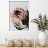 Peach Protea Floral-The Paper Tree-boho,feminine,floral,flower,flowers,green,muted tone,peach,portrait,premium art print,protea,protea flower,wall art,Wall_Art,Wall_Art_Prints