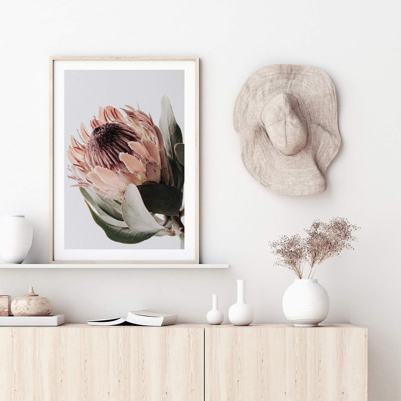 Peach Protea Floral-The Paper Tree-boho,feminine,floral,flower,flowers,green,muted tone,peach,portrait,premium art print,protea,protea flower,wall art,Wall_Art,Wall_Art_Prints