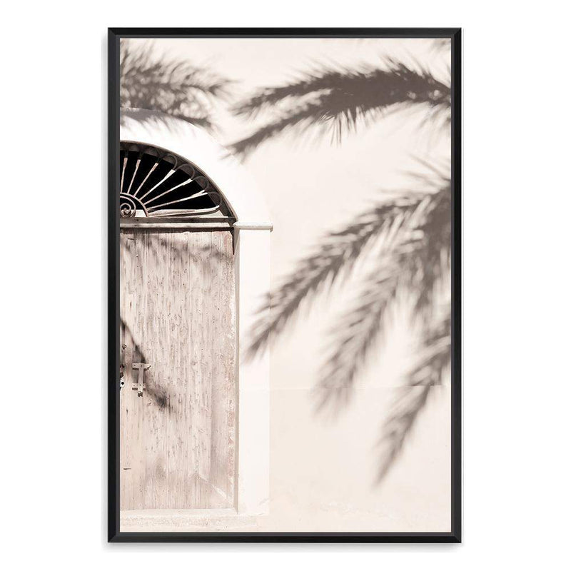 Boho Timber Door-The Paper Tree-architectural,ARCHITECTURE,boho,coastal palm,date palm,DOOR,greek door,minimalist,moroccan,MOROCCAN DOOR,morocco,neutral,PALM,palm frond,palm fronds,PALM TREE,palm trees,PALMS,portrait,premium art print,scandi,tan,timber,wall art,Wall_Art,Wall_Art_Prints,white,wooden door