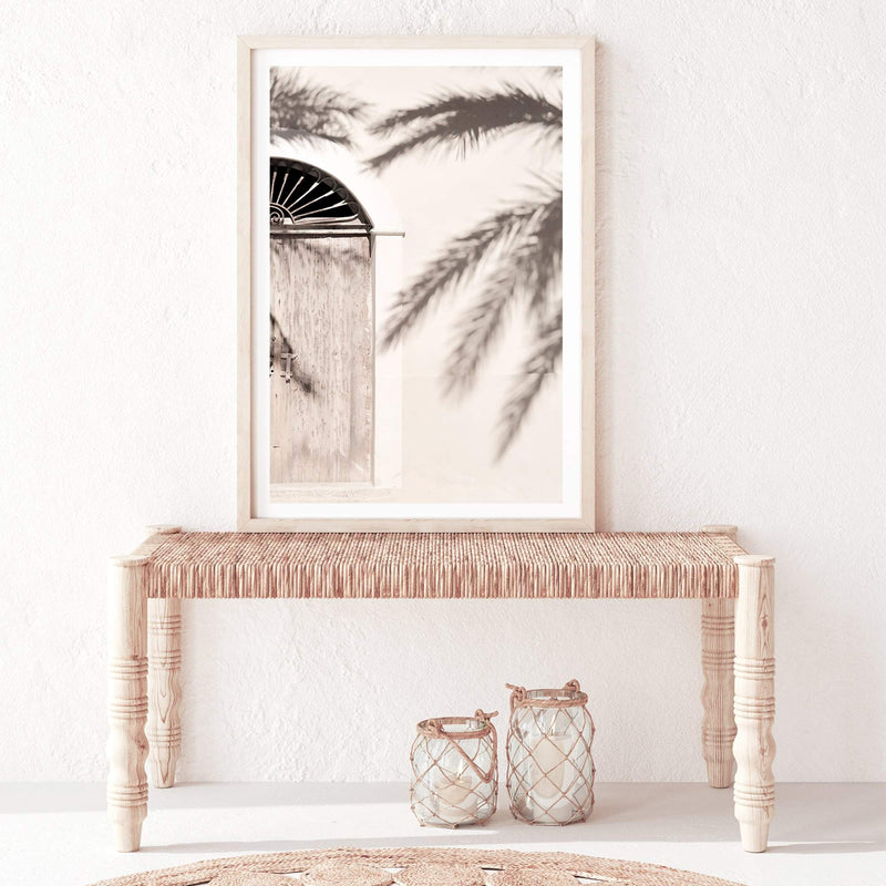 Boho Timber Door-The Paper Tree-architectural,ARCHITECTURE,boho,coastal palm,date palm,DOOR,greek door,minimalist,moroccan,MOROCCAN DOOR,morocco,neutral,PALM,palm frond,palm fronds,PALM TREE,palm trees,PALMS,portrait,premium art print,scandi,tan,timber,wall art,Wall_Art,Wall_Art_Prints,white,wooden door