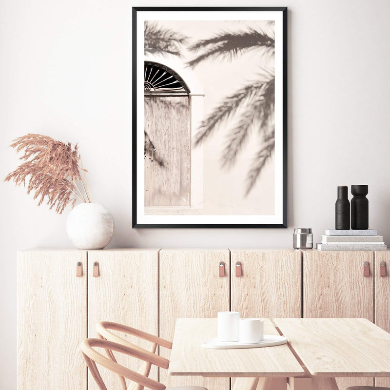 Boho Timber Door-The Paper Tree-architectural,ARCHITECTURE,boho,coastal palm,date palm,DOOR,greek door,minimalist,moroccan,MOROCCAN DOOR,morocco,neutral,PALM,palm frond,palm fronds,PALM TREE,palm trees,PALMS,portrait,premium art print,scandi,tan,timber,wall art,Wall_Art,Wall_Art_Prints,white,wooden door