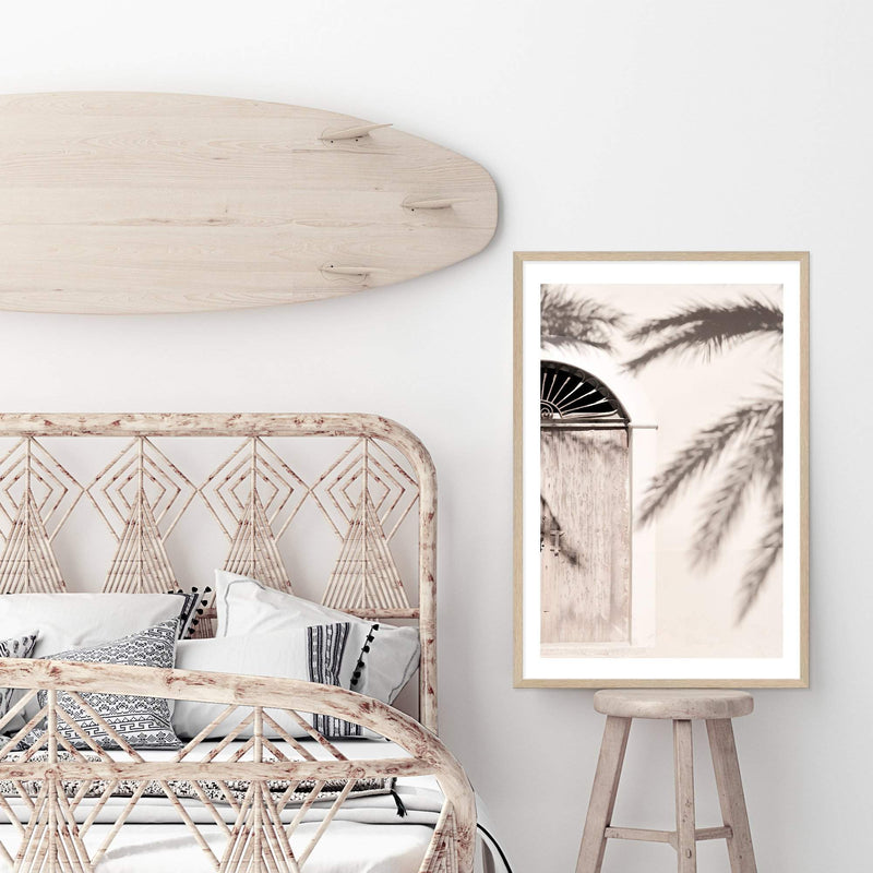 Boho Timber Door-The Paper Tree-architectural,ARCHITECTURE,boho,coastal palm,date palm,DOOR,greek door,minimalist,moroccan,MOROCCAN DOOR,morocco,neutral,PALM,palm frond,palm fronds,PALM TREE,palm trees,PALMS,portrait,premium art print,scandi,tan,timber,wall art,Wall_Art,Wall_Art_Prints,white,wooden door