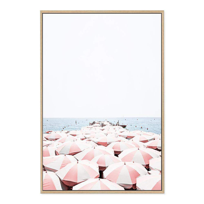 Amalfi Beach View | Amalfi Coast-The Paper Tree-amalfi,amalfi coast,beach,blue,boho,coast,coastal,hamptons,italian beach,italy,ocean,orange,parasol,peach,pink,portrait,premium art print,sea,umbrella,wall art,Wall_Art,Wall_Art_Prints