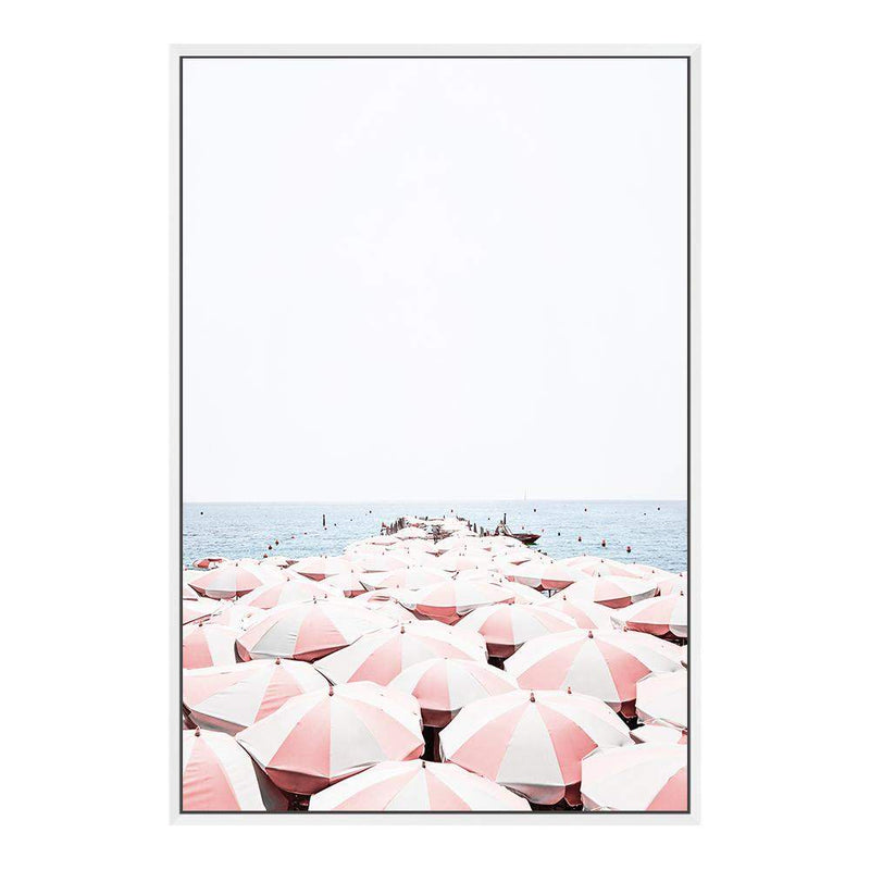 Amalfi Beach View | Amalfi Coast-The Paper Tree-amalfi,amalfi coast,beach,blue,boho,coast,coastal,hamptons,italian beach,italy,ocean,orange,parasol,peach,pink,portrait,premium art print,sea,umbrella,wall art,Wall_Art,Wall_Art_Prints