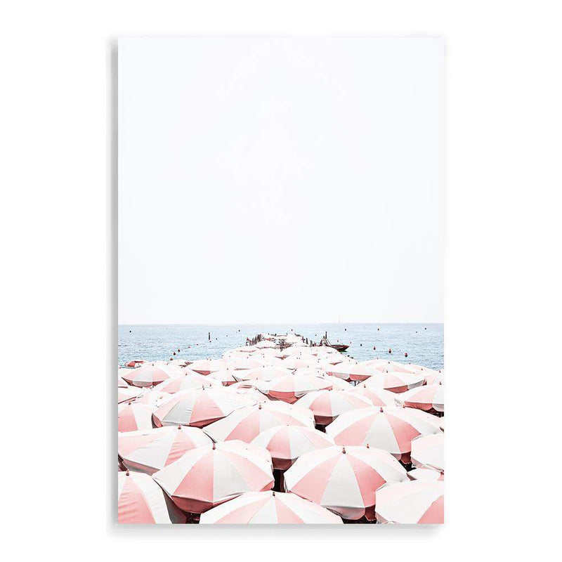 Amalfi Beach View | Amalfi Coast-The Paper Tree-amalfi,amalfi coast,beach,blue,boho,coast,coastal,hamptons,italian beach,italy,ocean,orange,parasol,peach,pink,portrait,premium art print,sea,umbrella,wall art,Wall_Art,Wall_Art_Prints