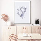 Blue Sea Shell | Hamptons-The Paper Tree-Art_Prints,Artwork,BEACH,blue,blue coral,coastal,COASTAL ART,coral,Designer,hamptons,portrait,premium art print,sea shell,shell,wall art,Wall_Art,Wall_Art_Prints