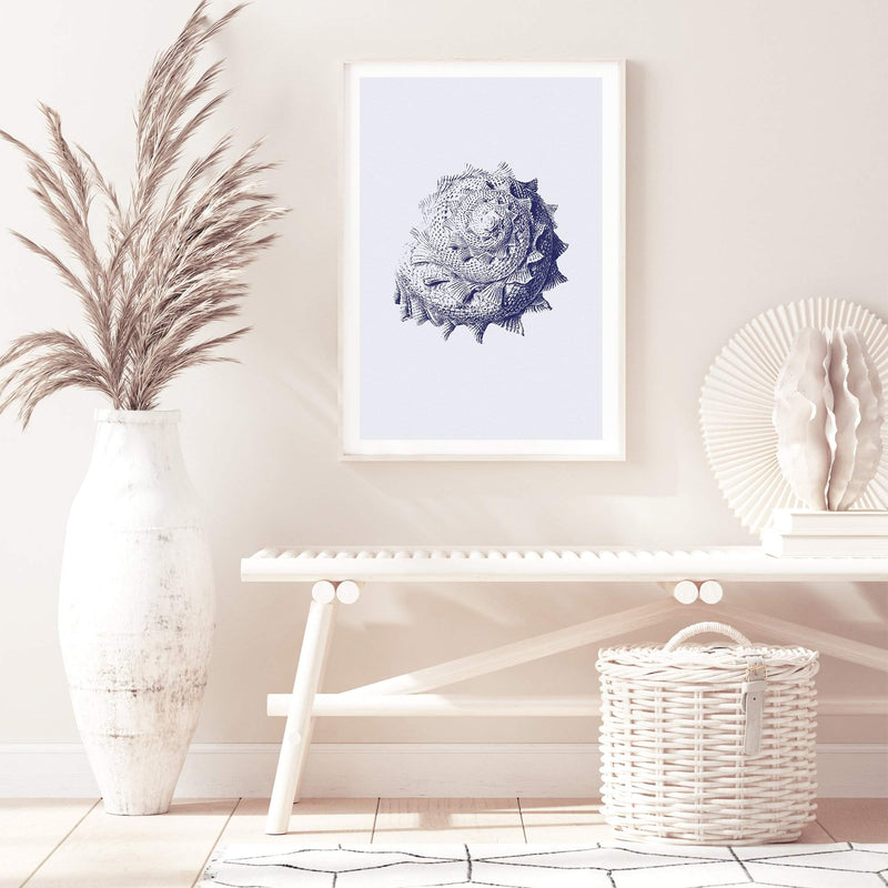 Blue Sea Shell II | Hamptons-The Paper Tree-Art_Prints,Artwork,BEACH,blue,blue coral,coastal,COASTAL ART,coral,Designer,hamptons,portrait,premium art print,sea shell,shell,wall art,Wall_Art,Wall_Art_Prints