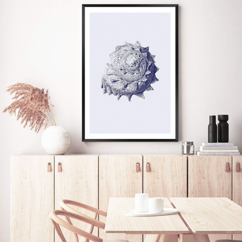 Blue Sea Shell II | Hamptons-The Paper Tree-Art_Prints,Artwork,BEACH,blue,blue coral,coastal,COASTAL ART,coral,Designer,hamptons,portrait,premium art print,sea shell,shell,wall art,Wall_Art,Wall_Art_Prints