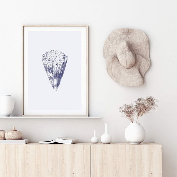 Blue Sea Shell IIII | Hamptons-The Paper Tree-Art_Prints,Artwork,BEACH,blue,blue coral,coastal,COASTAL ART,coral,Designer,hamptons,portrait,premium art print,sea shell,shell,wall art,Wall_Art,Wall_Art_Prints