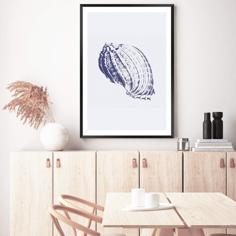 Blue Sea Shell IIIII | Hamptons-The Paper Tree-Art_Prints,Artwork,BEACH,blue,blue coral,coastal,COASTAL ART,coral,Designer,hamptons,portrait,premium art print,sea shell,shell,wall art,Wall_Art,Wall_Art_Prints