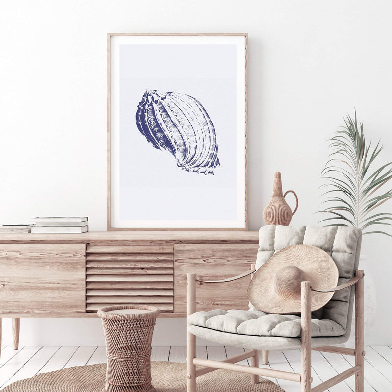 Blue Sea Shell IIIII | Hamptons-The Paper Tree-Art_Prints,Artwork,BEACH,blue,blue coral,coastal,COASTAL ART,coral,Designer,hamptons,portrait,premium art print,sea shell,shell,wall art,Wall_Art,Wall_Art_Prints