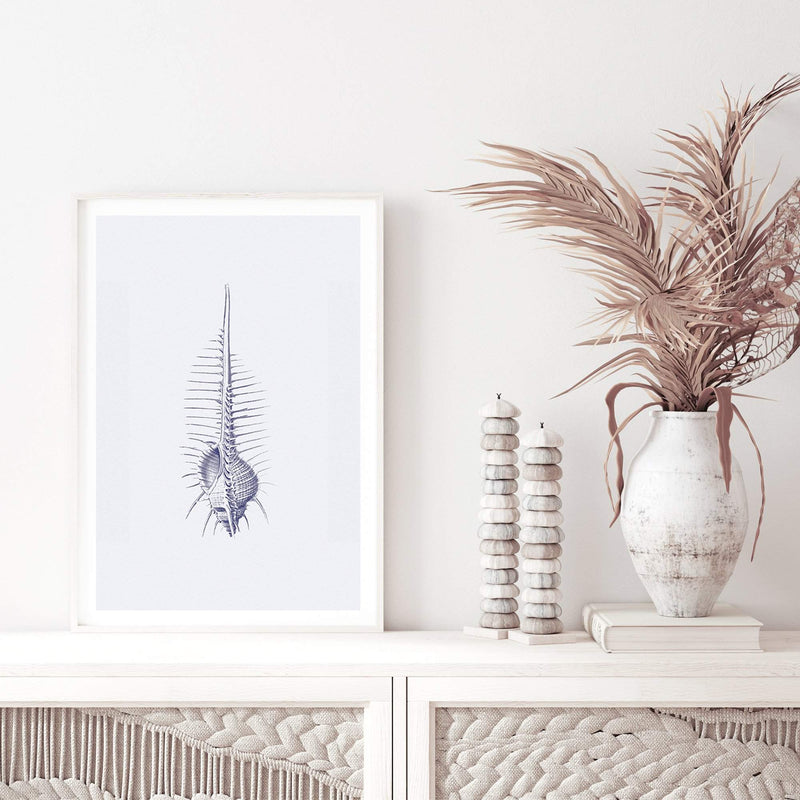 Blue Sea Shell IIIIII | Hamptons-The Paper Tree-Art_Prints,Artwork,BEACH,blue,blue coral,coastal,COASTAL ART,coral,Designer,hamptons,portrait,premium art print,sea shell,shell,wall art,Wall_Art,Wall_Art_Prints