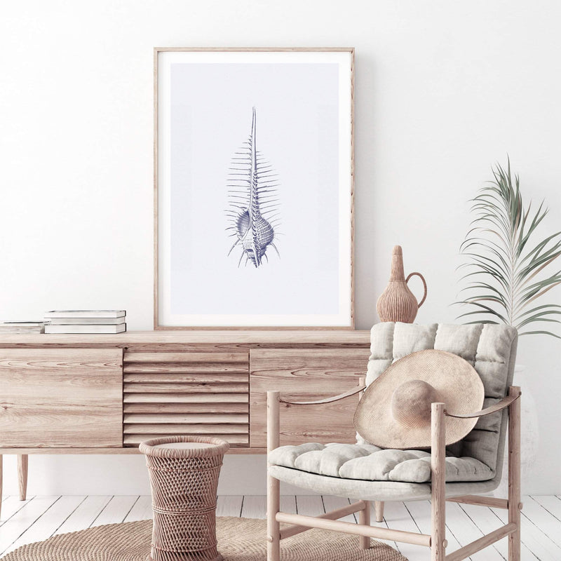 Blue Sea Shell IIIIII | Hamptons-The Paper Tree-Art_Prints,Artwork,BEACH,blue,blue coral,coastal,COASTAL ART,coral,Designer,hamptons,portrait,premium art print,sea shell,shell,wall art,Wall_Art,Wall_Art_Prints