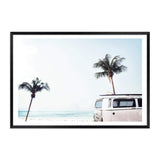 Beachside Kombi Van-The Paper Tree-beach,blue,boho,car,coastal,coastal palm,combi,combi van,hamptons,kombi,kombi van,landscape,ocean,palm,palm tree,pastel,premium art print,sea,van,wall art,Wall_Art,Wall_Art_Prints