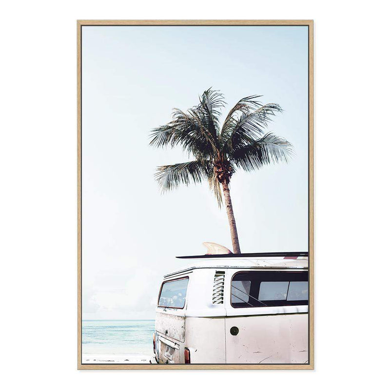 Kombi Coastal Palms-The Paper Tree-beach,blue,boho,car,coastal,coastal palm,combi,combi van,cream,hamptons,kombi,kombi van,ocean,palm,palm tree,pastel,portrait,premium art print,sea,van,wall art,Wall_Art,Wall_Art_Prints