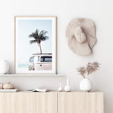 Kombi Coastal Palms-The Paper Tree-beach,blue,boho,car,coastal,coastal palm,combi,combi van,cream,hamptons,kombi,kombi van,ocean,palm,palm tree,pastel,portrait,premium art print,sea,van,wall art,Wall_Art,Wall_Art_Prints