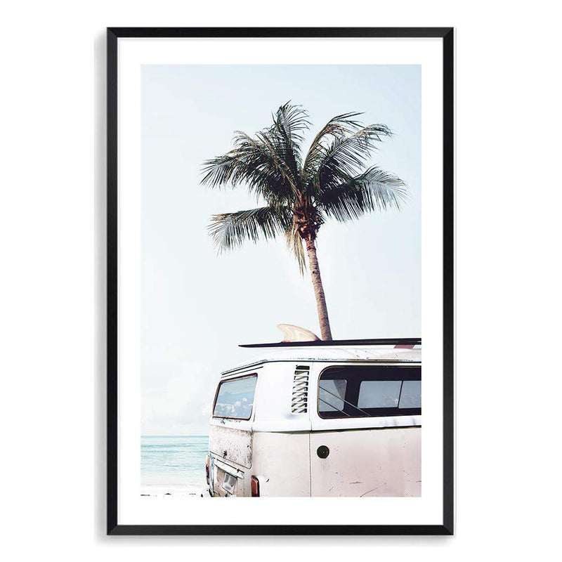 Kombi Coastal Palms-The Paper Tree-beach,blue,boho,car,coastal,coastal palm,combi,combi van,cream,hamptons,kombi,kombi van,ocean,palm,palm tree,pastel,portrait,premium art print,sea,van,wall art,Wall_Art,Wall_Art_Prints