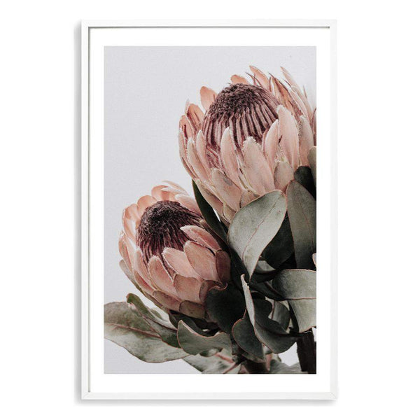 Peach Protea Floral II-The Paper Tree-boho,feminine,floral,flower,flowers,green,muted tone,peach,portrait,premium art print,protea,protea flower,wall art,Wall_Art,Wall_Art_Prints