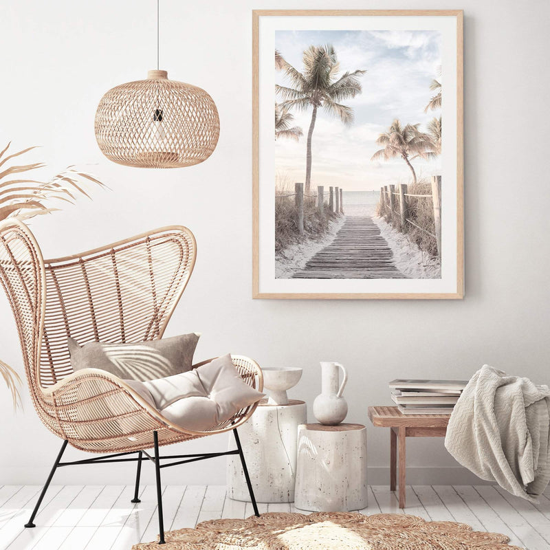 Pathway On The Keys | Florida-The Paper Tree-america,Art_Prints,Artwork,BEACH,beach entrance,beach path,beach scene,boho,coastal,COASTAL ART,Designer,hamptons,neutral,PALM TREE,palm trees,path to beach,portrait,premium art print,surfers,travel,wall art,Wall_Art,Wall_Art_Prints