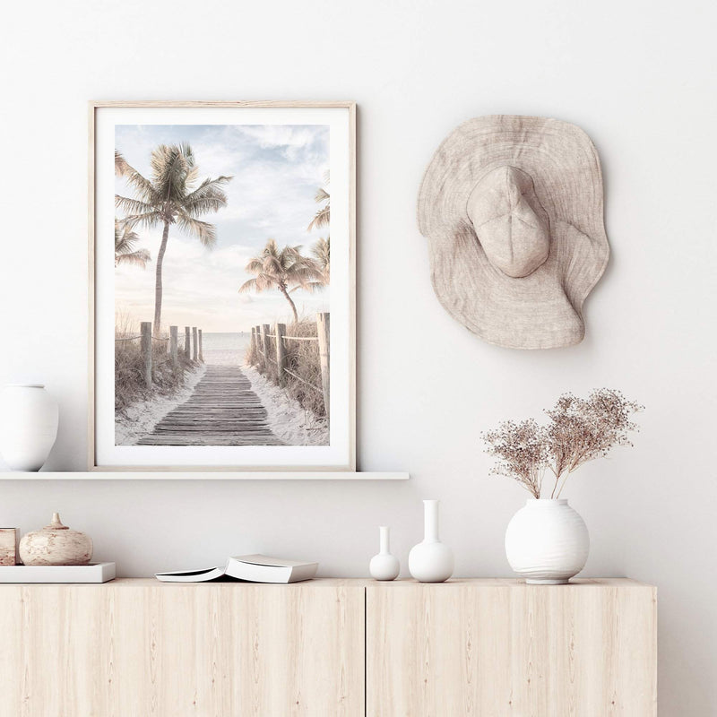 Pathway On The Keys | Florida-The Paper Tree-america,Art_Prints,Artwork,BEACH,beach entrance,beach path,beach scene,boho,coastal,COASTAL ART,Designer,hamptons,neutral,PALM TREE,palm trees,path to beach,portrait,premium art print,surfers,travel,wall art,Wall_Art,Wall_Art_Prints