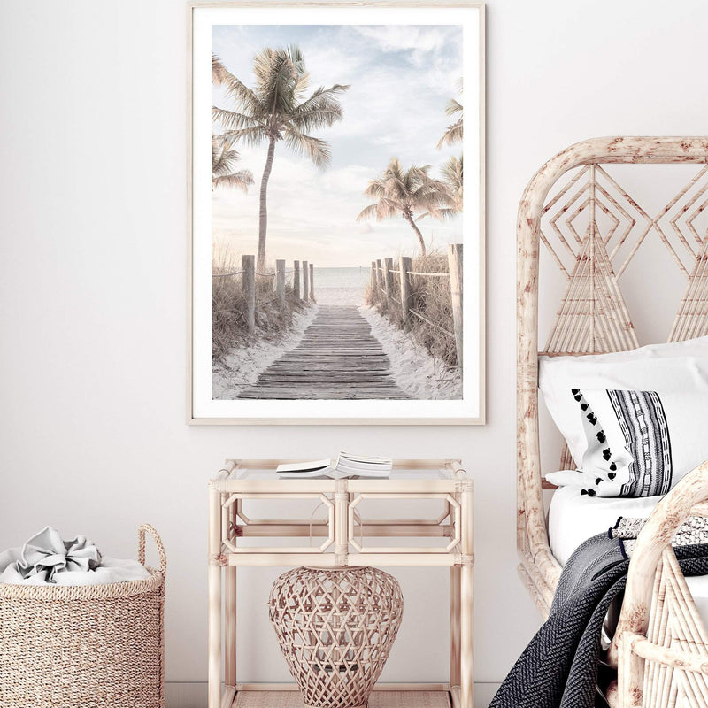 Pathway On The Keys | Florida-The Paper Tree-america,Art_Prints,Artwork,BEACH,beach entrance,beach path,beach scene,boho,coastal,COASTAL ART,Designer,hamptons,neutral,PALM TREE,palm trees,path to beach,portrait,premium art print,surfers,travel,wall art,Wall_Art,Wall_Art_Prints