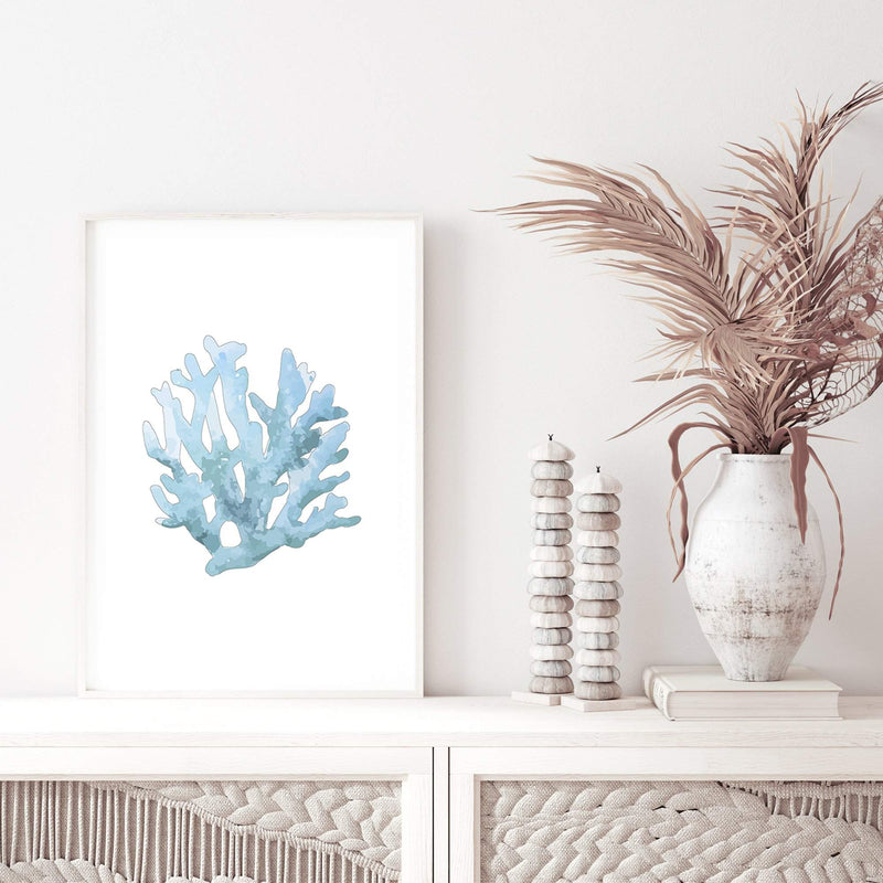 Blue Coral II-The Paper Tree-Art_Prints,Artwork,BEACH,blue,blue coral,coastal,COASTAL ART,coral,Designer,HAMPTONS,portrait,premium art print,wall art,Wall_Art,Wall_Art_Prints