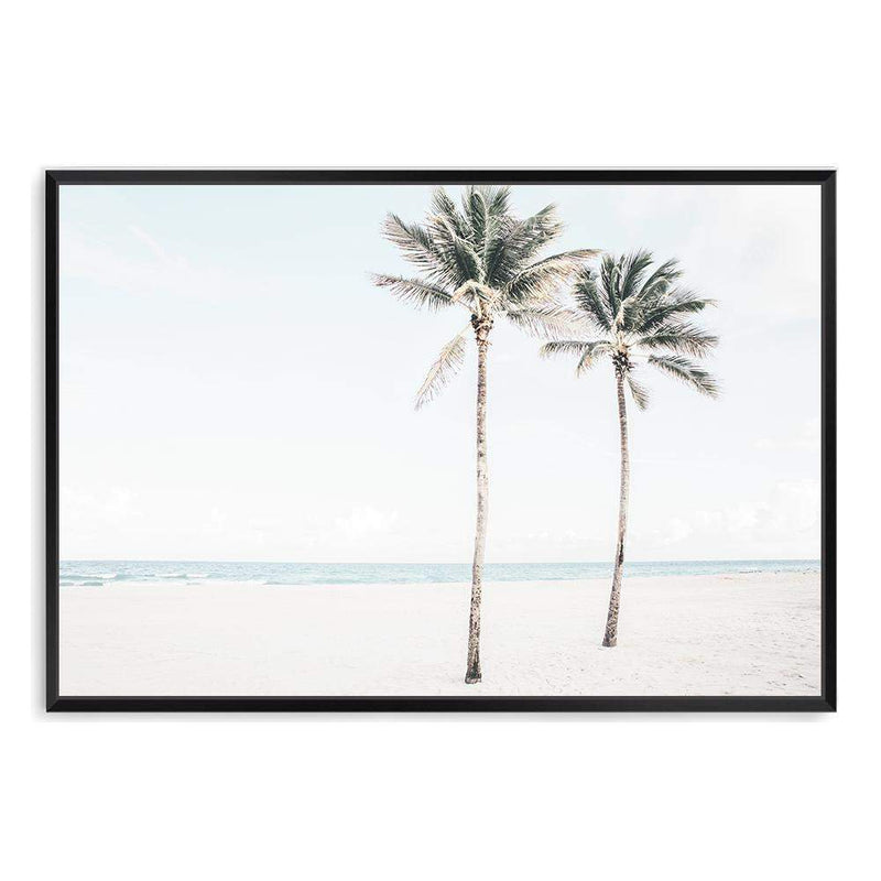 Palm Tree Beach-The Paper Tree-america,Art_Prints,Artwork,BEACH,beach entrance,beach path,beach scene,blue,boho,coastal,COASTAL ART,Designer,hamptons,landscape,neutral,PALM TREE,palm trees,path to beach,premium art print,surfers,travel,wall art,Wall_Art,Wall_Art_Prints