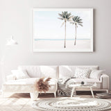 Palm Tree Beach-The Paper Tree-america,Art_Prints,Artwork,BEACH,beach entrance,beach path,beach scene,blue,boho,coastal,COASTAL ART,Designer,hamptons,landscape,neutral,PALM TREE,palm trees,path to beach,premium art print,surfers,travel,wall art,Wall_Art,Wall_Art_Prints