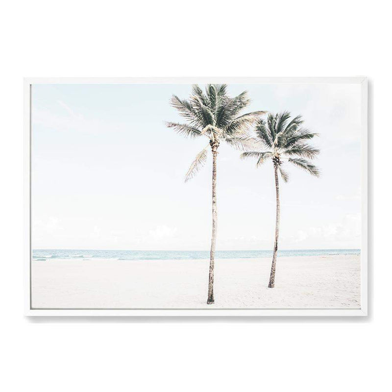 Palm Tree Beach-The Paper Tree-america,Art_Prints,Artwork,BEACH,beach entrance,beach path,beach scene,blue,boho,coastal,COASTAL ART,Designer,hamptons,landscape,neutral,PALM TREE,palm trees,path to beach,premium art print,surfers,travel,wall art,Wall_Art,Wall_Art_Prints