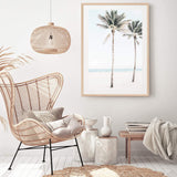 Palm Trees On The Beach-The Paper Tree-america,Art_Prints,Artwork,BEACH,beach entrance,beach path,beach scene,blue,boho,coastal,COASTAL ART,Designer,hamptons,neutral,PALM TREE,palm trees,path to beach,portrait,premium art print,surfers,travel,wall art,Wall_Art,Wall_Art_Prints