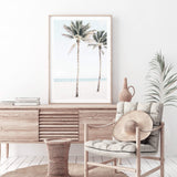 Palm Trees On The Beach-The Paper Tree-america,Art_Prints,Artwork,BEACH,beach entrance,beach path,beach scene,blue,boho,coastal,COASTAL ART,Designer,hamptons,neutral,PALM TREE,palm trees,path to beach,portrait,premium art print,surfers,travel,wall art,Wall_Art,Wall_Art_Prints