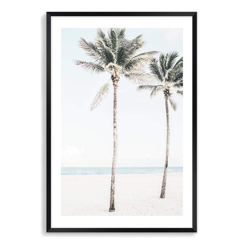 Palm Trees On The Beach-The Paper Tree-america,Art_Prints,Artwork,BEACH,beach entrance,beach path,beach scene,blue,boho,coastal,COASTAL ART,Designer,hamptons,neutral,PALM TREE,palm trees,path to beach,portrait,premium art print,surfers,travel,wall art,Wall_Art,Wall_Art_Prints