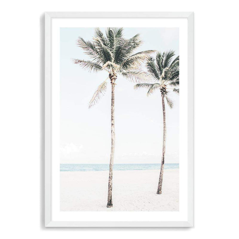 Palm Trees On The Beach-The Paper Tree-america,Art_Prints,Artwork,BEACH,beach entrance,beach path,beach scene,blue,boho,coastal,COASTAL ART,Designer,hamptons,neutral,PALM TREE,palm trees,path to beach,portrait,premium art print,surfers,travel,wall art,Wall_Art,Wall_Art_Prints